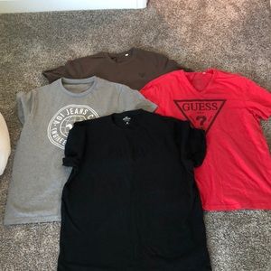 Guess, hollister and voi jeans bundle 4 t- shirts mens size xl